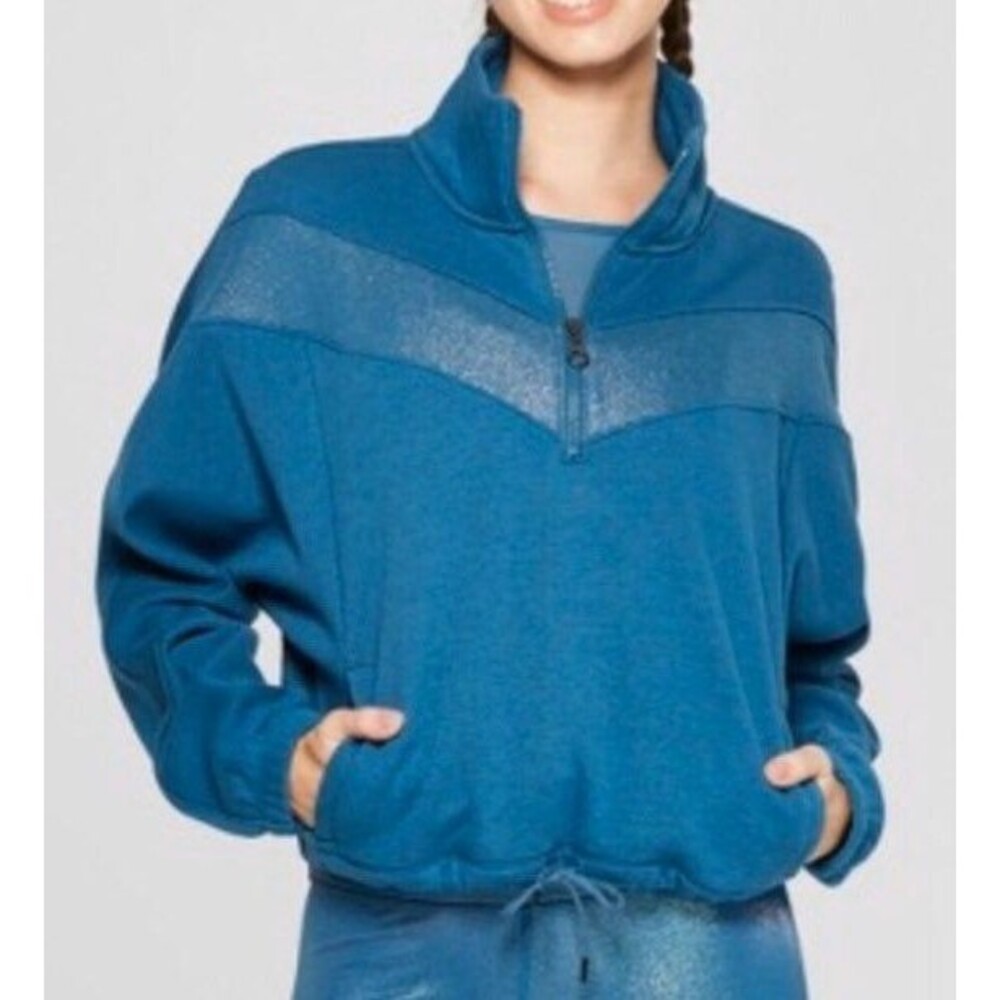 NWT Joy Lab Blue metallic track jacket S